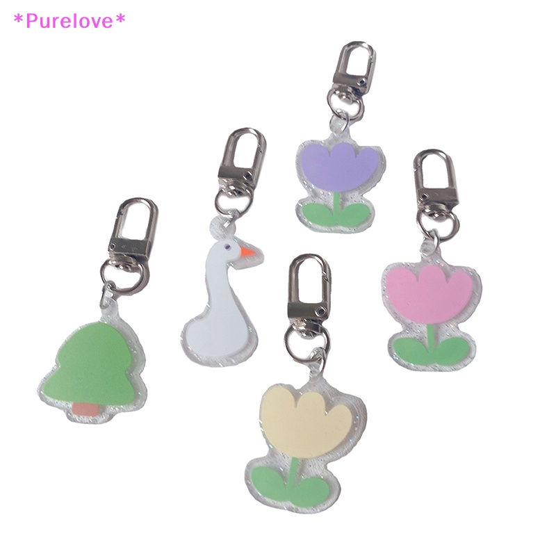 Móc Khóa Acrylic Hình Hoa Tulip Trắng Dễ Thương Mới