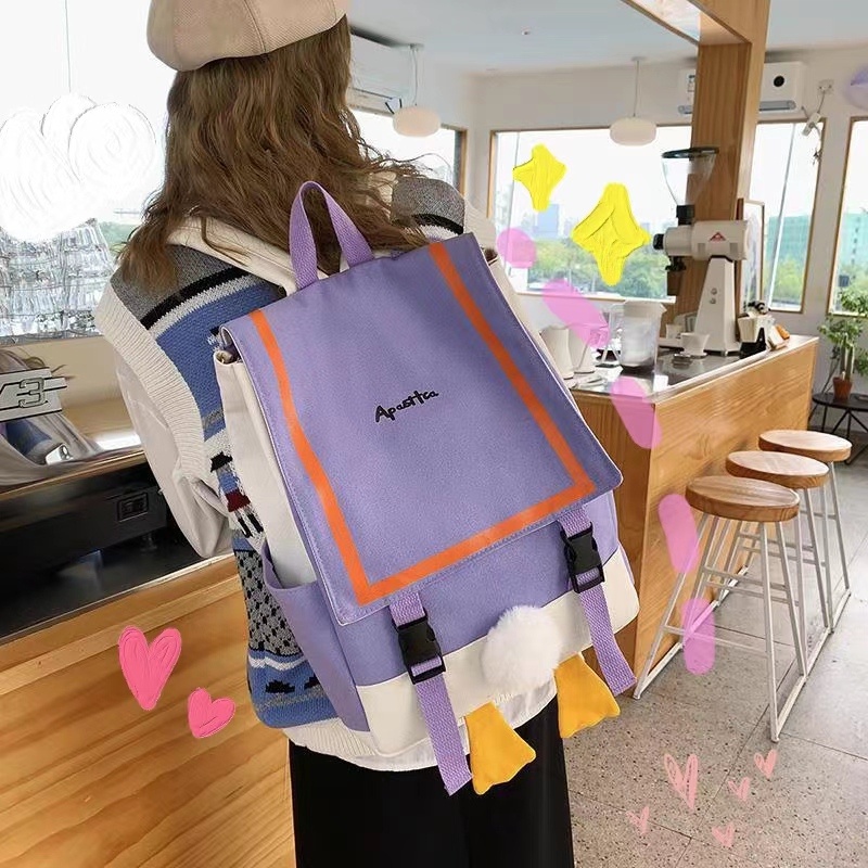 Ba Lô Đi Học Sức Chứa Lớn In Họa Tiết Hoạt Hình Dễ Thương Phong Cách Hàn Quốc Cho Nữ