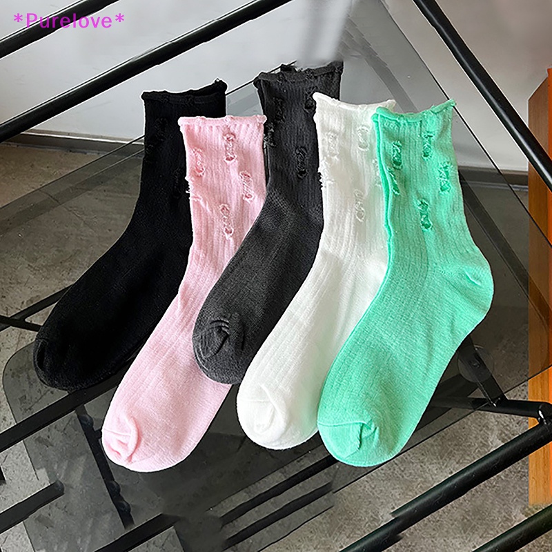 Purelove &gt; Mới Vớ Dệt Kim Thời Trang Harajuku Đường Phố Phá Hủy Đường Phố Cá Tính Cho Nữ