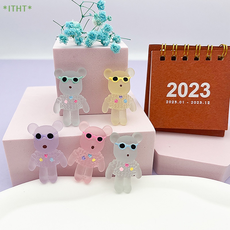 Bộ 10 Tượng Gấu Mini Bằng Nhựa Resin Trong Suốt Mới