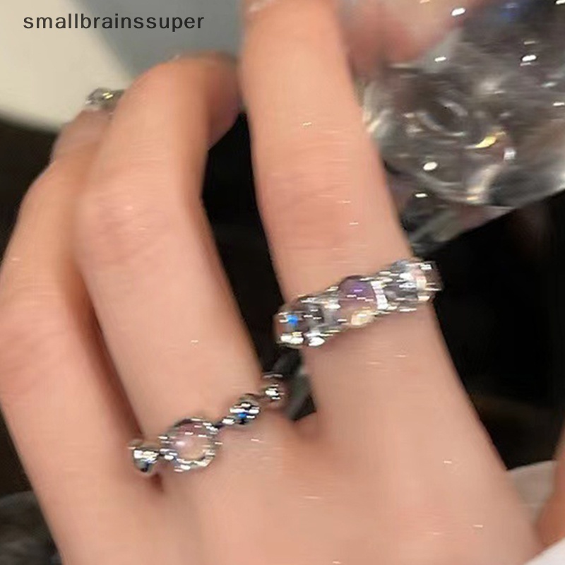 Bộ 2 Nhẫn Hở Bằng Hợp Kim Đính Đá Pha Lê Lấp Lánh Thời Trang Cho Cặp Đôi