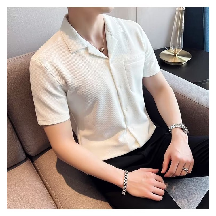 Áo Sơ Mi Tay Ngắn Cổ Polo Phong Cách Anh Quốc Cho Nam