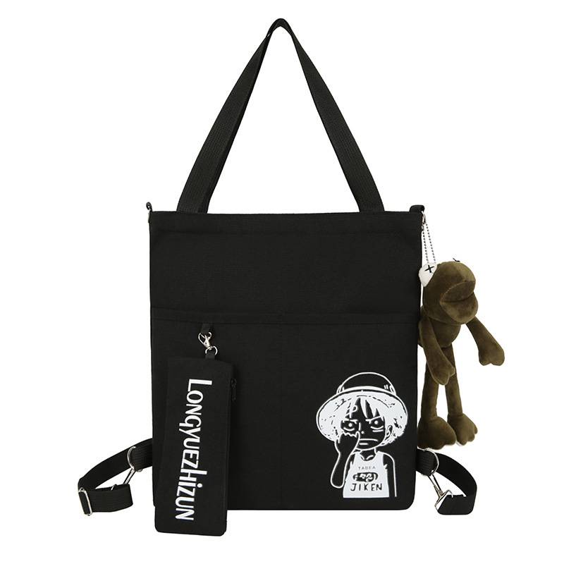 Túi Đeo Vai Vải canvas In Hoạt Hình One Piece Luffy Dạ Quang Cỡ Lớn Thời Trang Cho Học Sinh