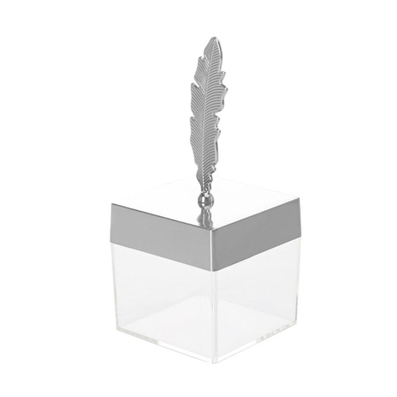 Set 24 Hộp Đựng Kẹo Hình Vuông Trong Suốt Có Nắp Lông Vũ Trang Trí Tiệc Cưới