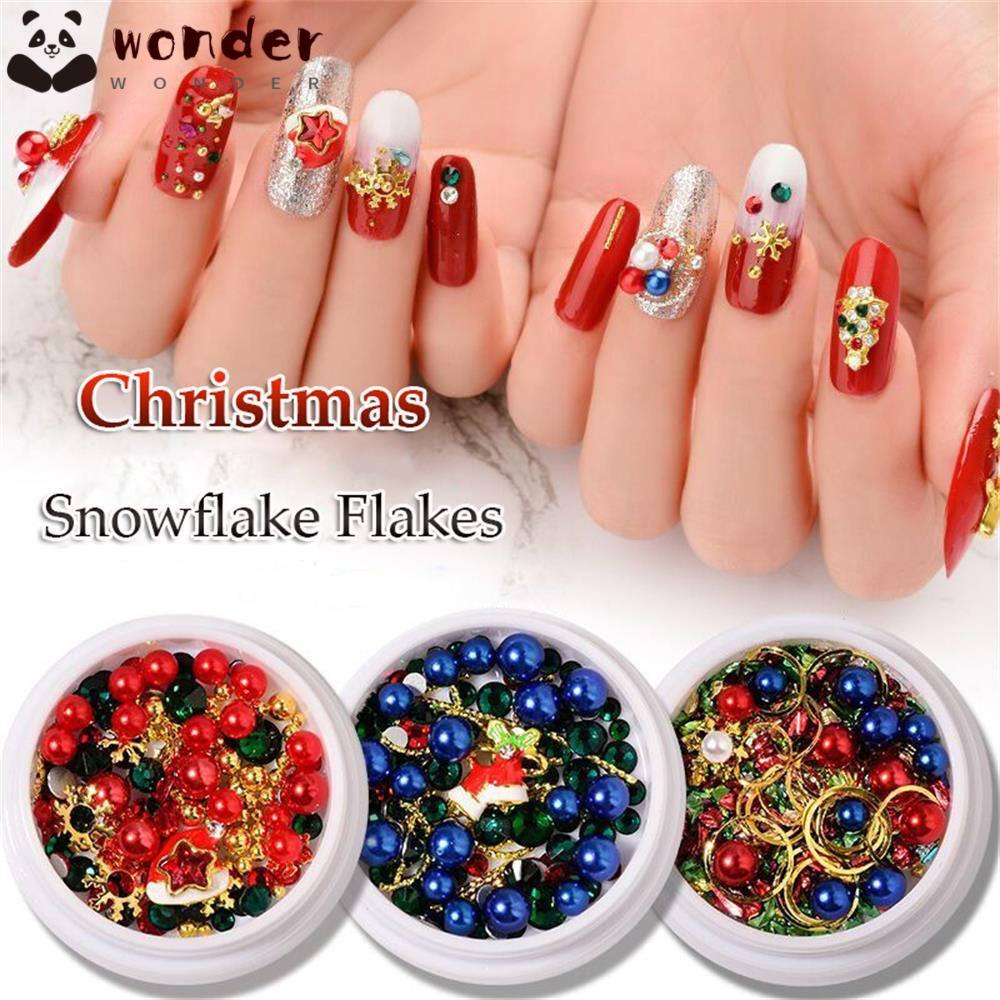 Phụ Kiện Trang Trí Móng Tay Chủ Đề Giáng Sinh Xinh Xắn|Hạt Kim Loại Hình Bông Tuyết 3D Đính Móng Nghệ Thuật