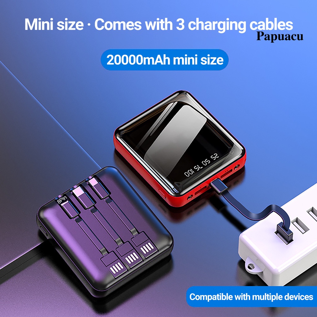 Pin Sạc Dự Phòng PU-10000 / 20000mAh Mini Màn Hình Kỹ Thuật Số Hiệu Ứng Gương Cho Android