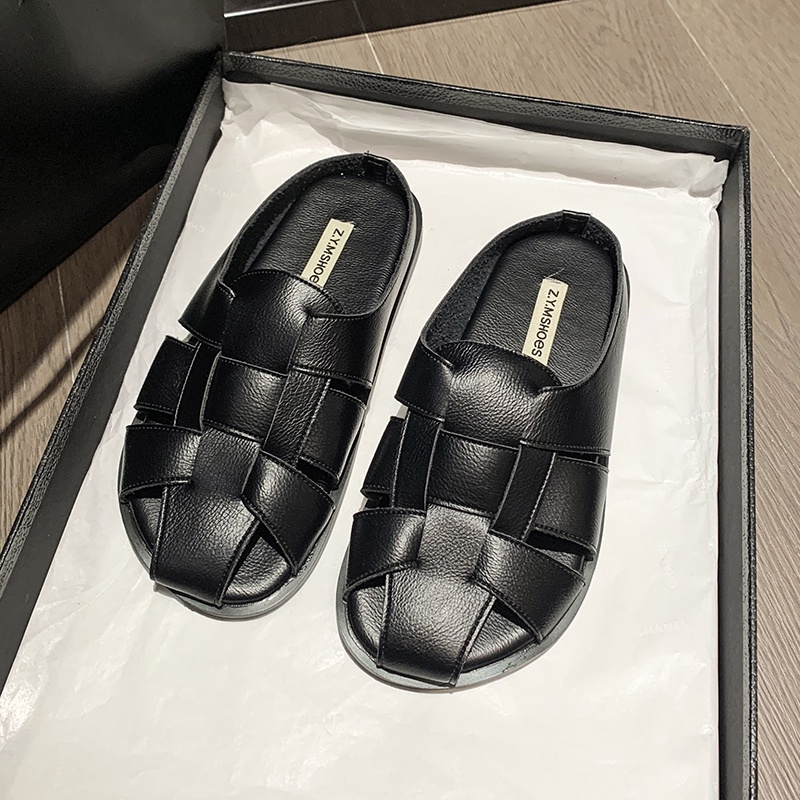 Dép Bít Mũi Đế Bằng Thời Trang Đi Biển Cho Nữ