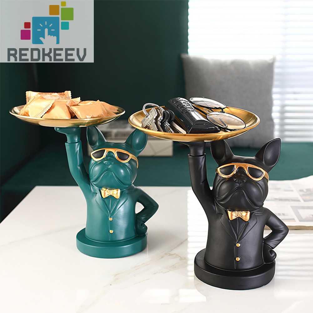 Hộp Đựng Vật Dụng Bằng Nhựa Resin Hình Chó Bull Trang Trí Bàn Phòng Khách