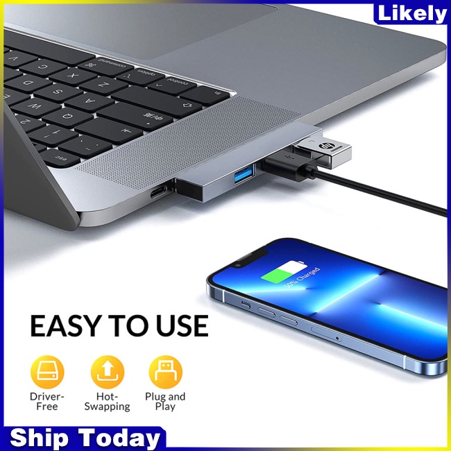 Đế Nối Dài 1 Cổng Usb c 4 Trong 1 Sang 2 Cổng Usb 2.0 1pc Usb 3.0 Cho Máy Tính