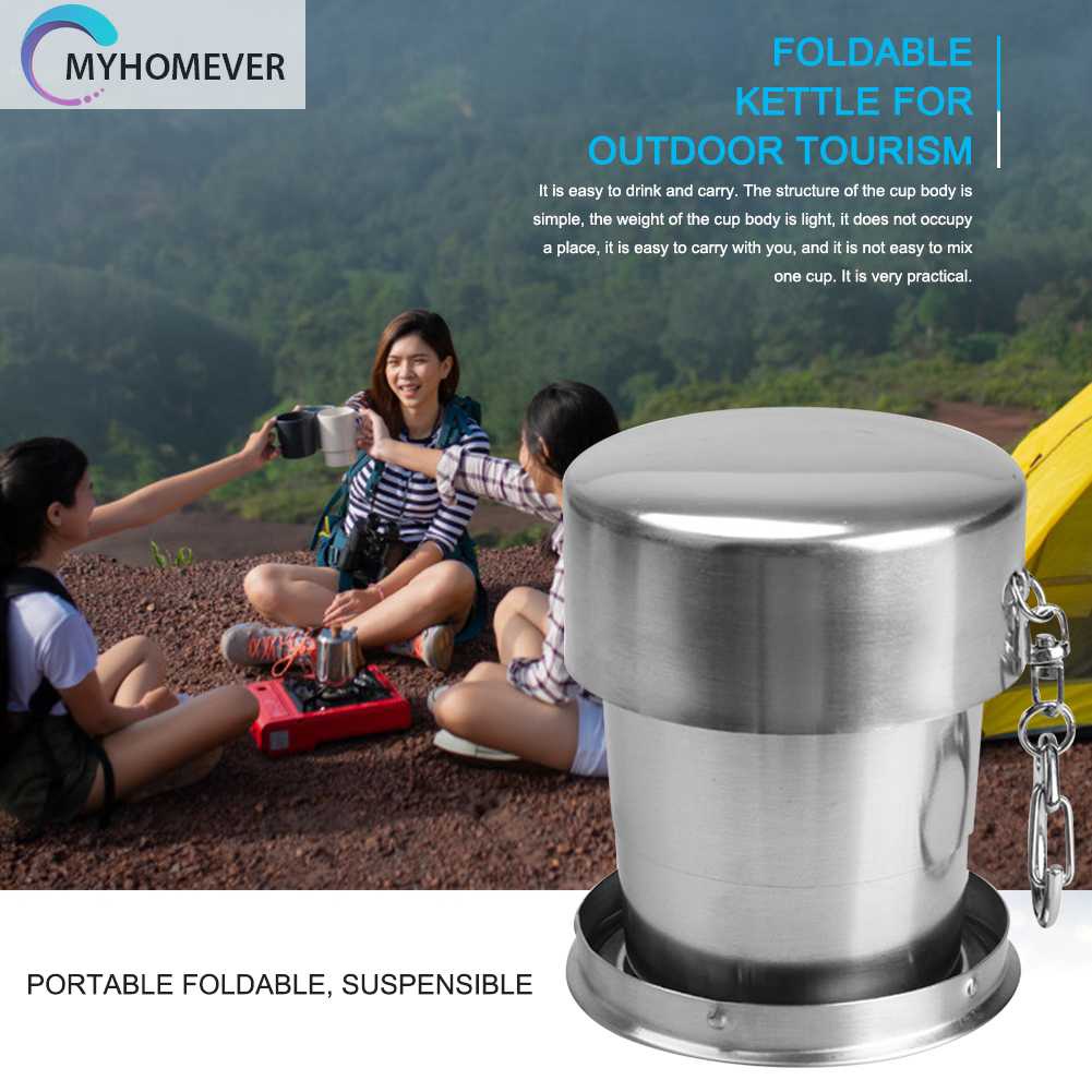 Cốc Uống Nước Bằng Thép Không Gỉ Có Thể Gấp Gọn Tiện Dụng Mang Theo Du Lịch