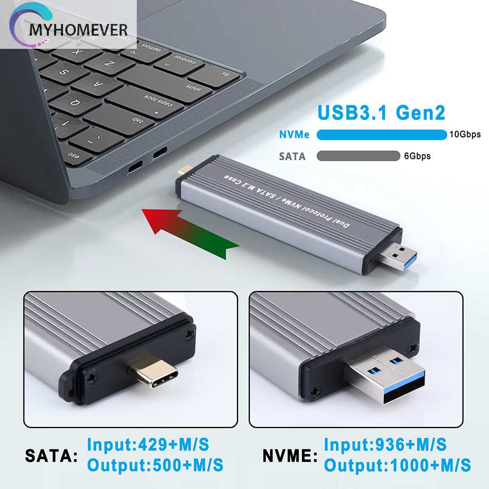 Hộp Đựng Ổ Cứng Ngoài W306 SSD USB3.1 Gen2 SSD 10Gbps Cho M2 NVMe PCIe / M.2 SATA SSD