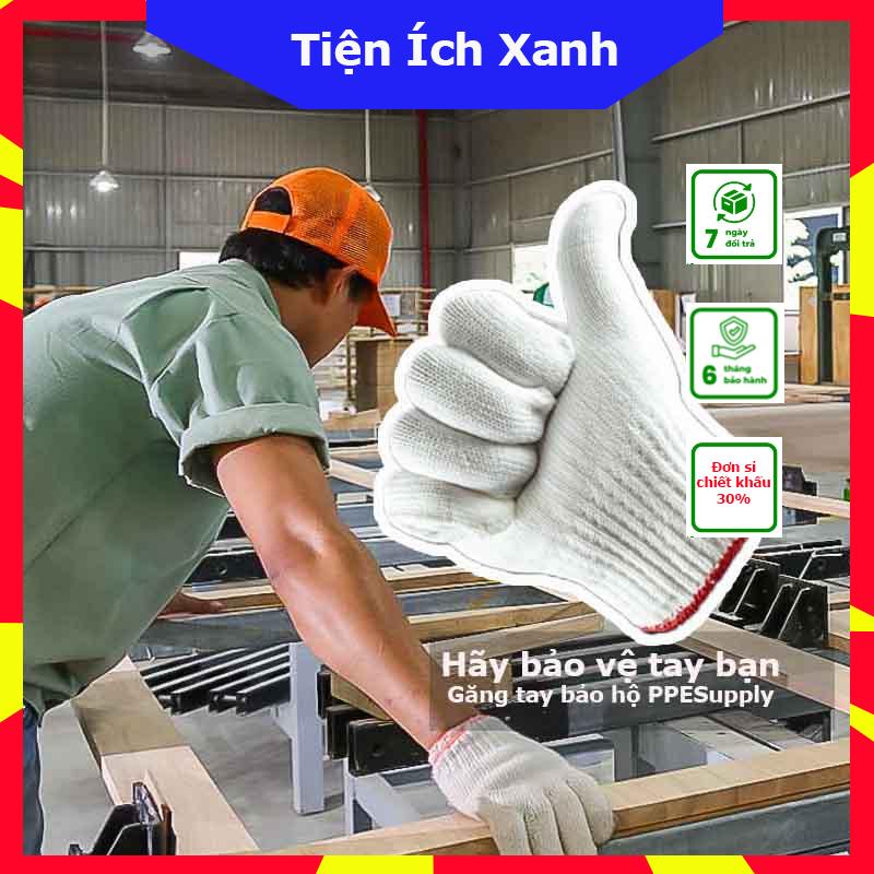 Găng tay bảo hộ lao động sợi poly 50g ôm sát, chống trượt, chống giãn, thao tác linh hoạt