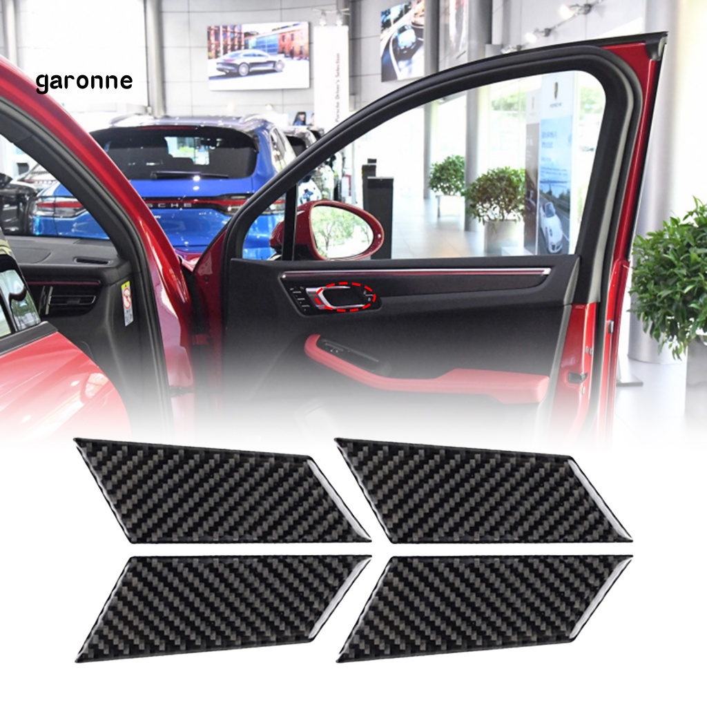 Set 4 Miếng Dán Trang Trí Tay Nắm Cửa Bên Trong Xe Hơi Porsche Macan 2014-2021 Bằng Chất Liệu Sợi Các Bon