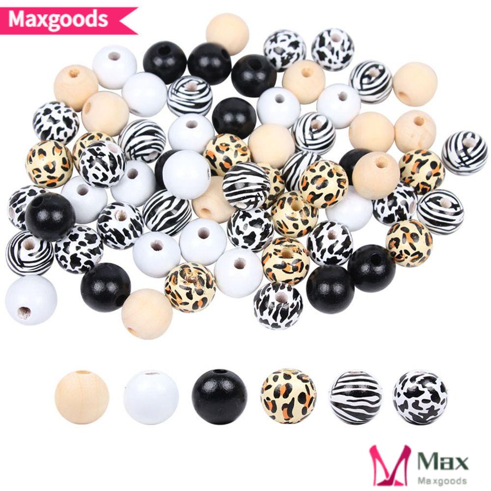 Set 240 Hạt Gỗ 16mm Họa Tiết Da Báo / Bò Sữa Dùng Làm Đồ Trang Sức Thủ Công