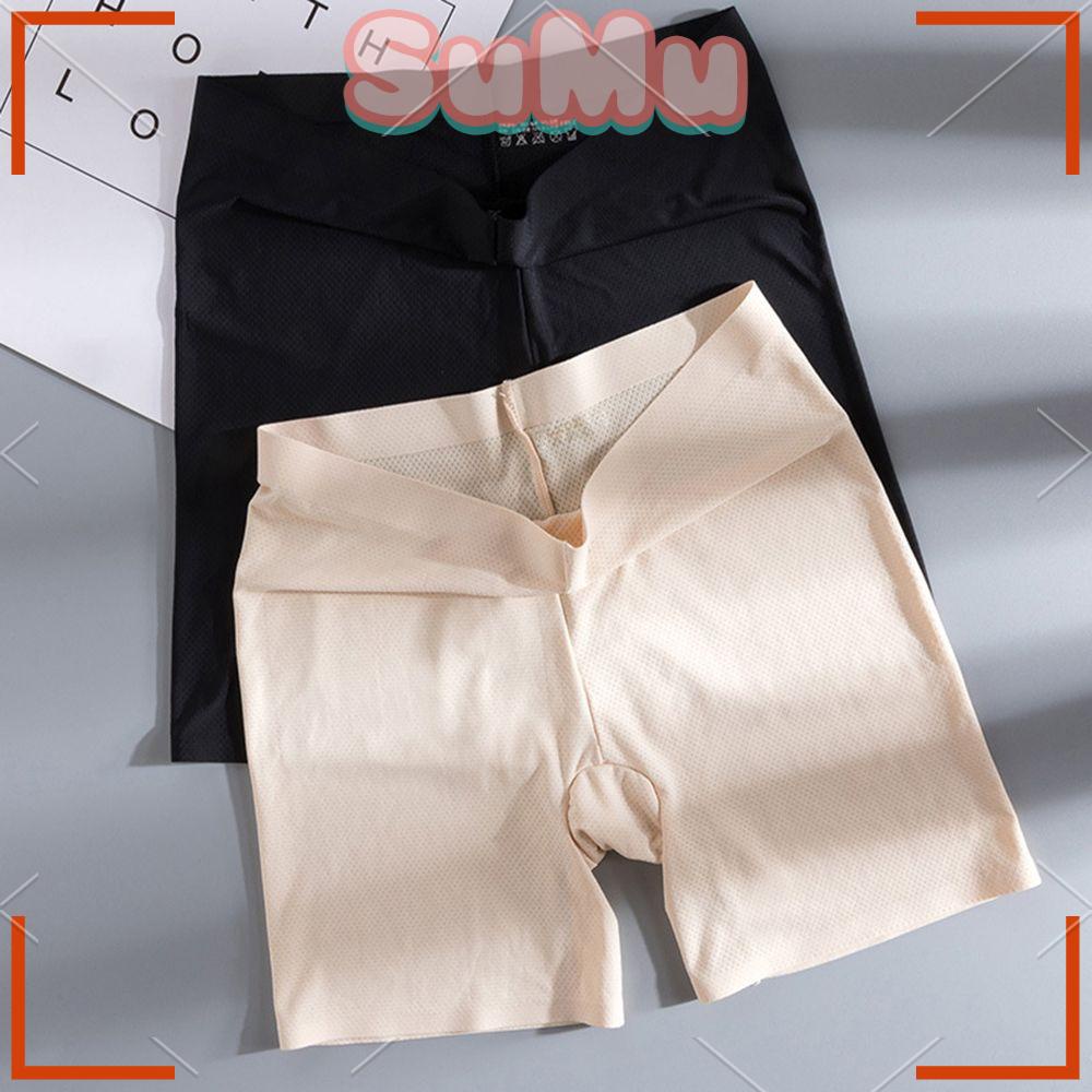 SUMU Quần Lót An Toàn Bằng Lụa Lạnh Mỏng Độ Co Giãn Cao Plus Size