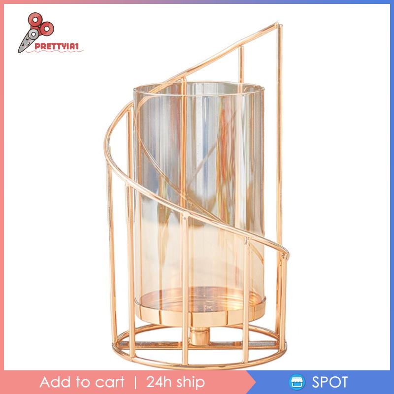 [Prettyia1] 2 Trong 1 Giá Đỡ Đèn Cầy Hoa Khô Bằng Sắt Trang Trí Trung Tâm