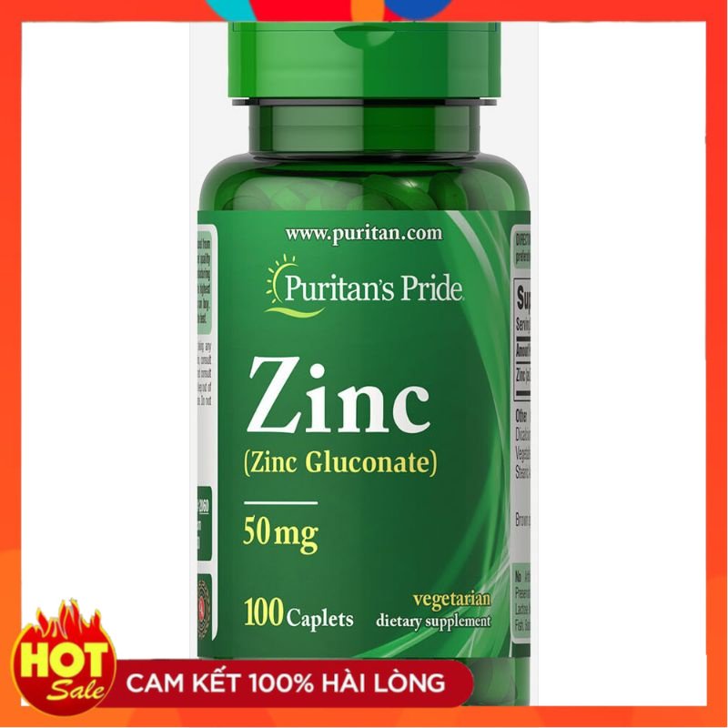 Viên uống bổ sung kẽm zinc 25mg-50mg giảm mụn, tăng cường sức đề kháng Puritan's Pride 100v - Small Family