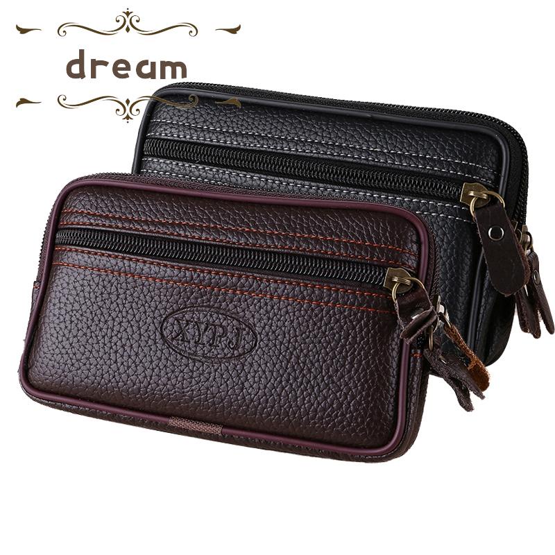 【DREAMLIFE】Men Belt Loop Bum Hip Fanny Pack Waist Bag Purse Coin Pouch Pack Leather Wallet