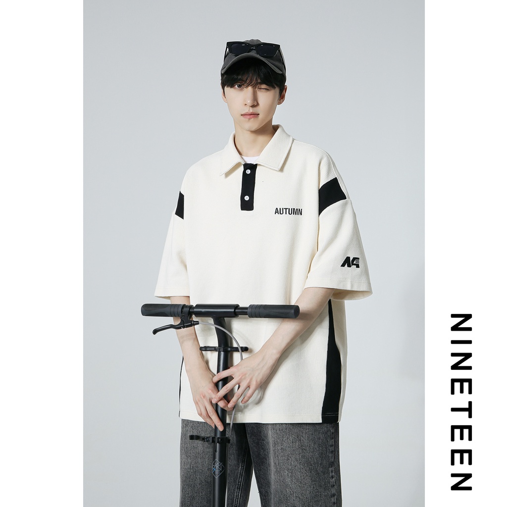 Áo Thun polo Tay Ngắn Dáng Rộng Phong Cách Thời Trang Đường Phố Mỹ Hàng Mới Dành Cho Nam Giới