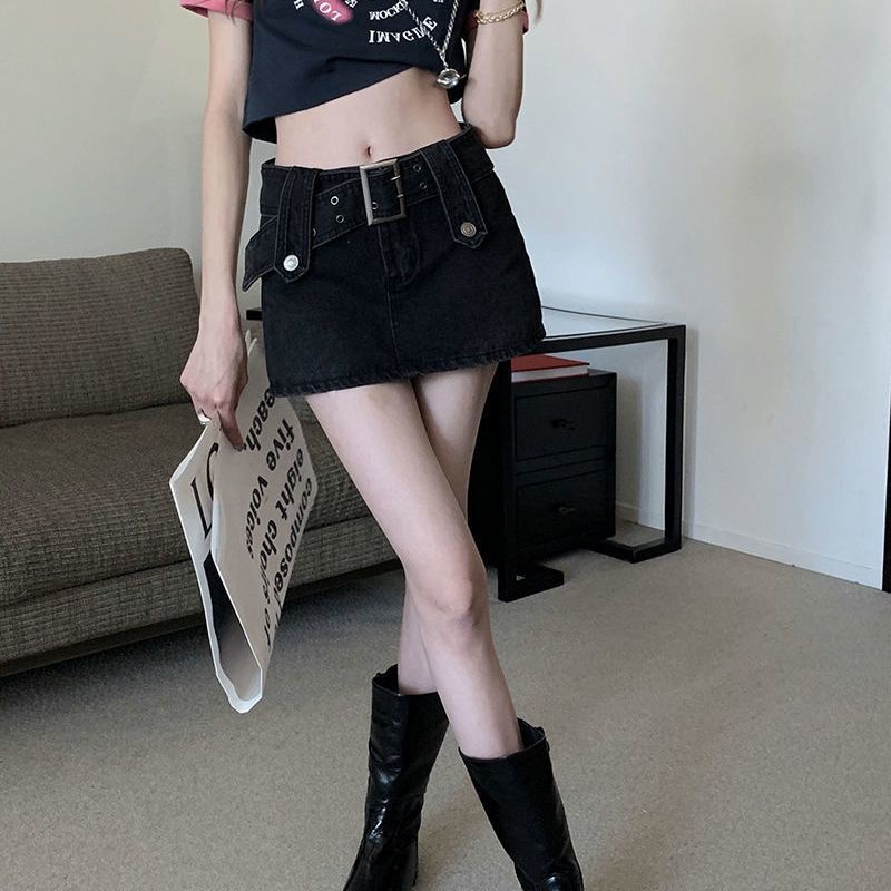 Y2k Chân Váy Jean Denim Chữ a Lưng Cao Thời Trang Xuân Hè 2023