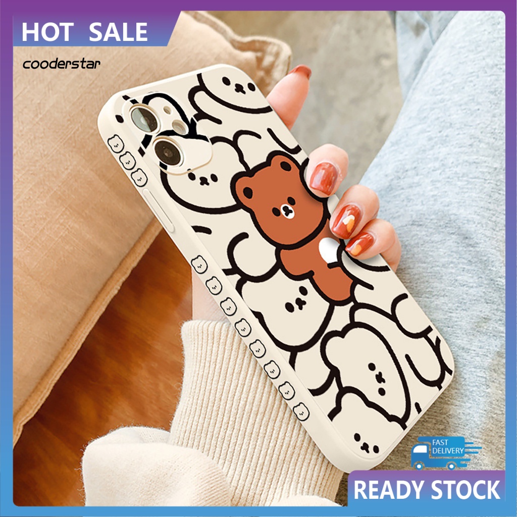 Ốp Điện Thoại Họa Tiết Gấu Và Vịt Thân Thiện Với Môi Trường Cho iPhone 13 / 13 Pro / 13 Pro Max / 12 / 12 Pro / 12 Pro Max