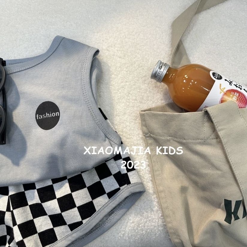 Bộ Áo Thun Ba Lỗ + Quần Short Thể Thao In Chữ Phong Cách Hàn Quốc Thời Trang Mùa Hè Cho Bé Trai