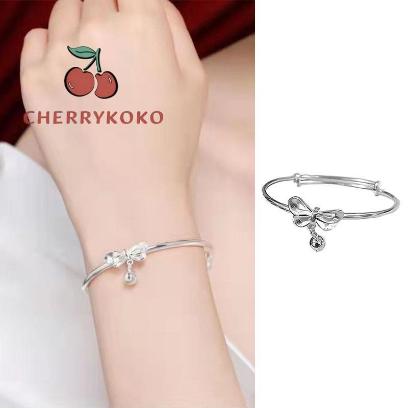 🍒🍒CHERRYKOKO Vòng Đeo Tay Bạc Đính Chuông Nơ Ngọt Ngào Dễ Thương Làm Quà Tặng Cho Bạn Gái/ Bạn Gái