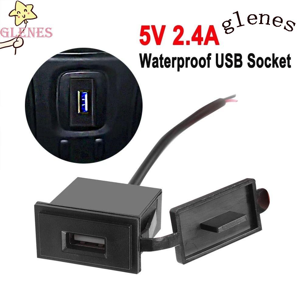 Glenes Ổ Cắm Sạc USB Mini 2.4A 12V Chống Thấm Nước Dành Cho Điện Thoại Di Động