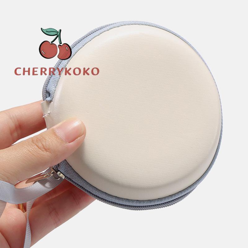 🍒🍒CHERRYKOKO Hộp Đựng Kính Gấp Gọn Có Khóa Kéo Và Móc Treo Tiện Lợi Kiểu Dáng Hình Tròn Thời Trang Nam Và Nữ