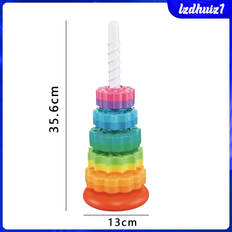 [Lzdhuiz] Đồ Chơi Vòng Xếp Chồng Montessori Màu Cầu Vồng Giáo Dục Sớm Cho Bé