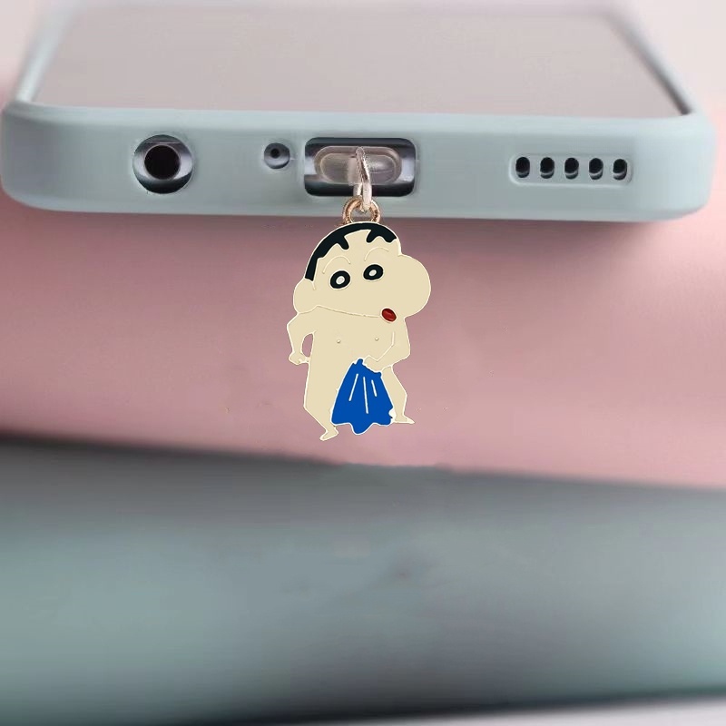 Nút Chống Bụi Kiểu Hoạt Hình Cậu Bé Bút Chì Shin-Chan Dễ Thương Gắn Cổng Sạc Điện Thoại / Tai Nghe