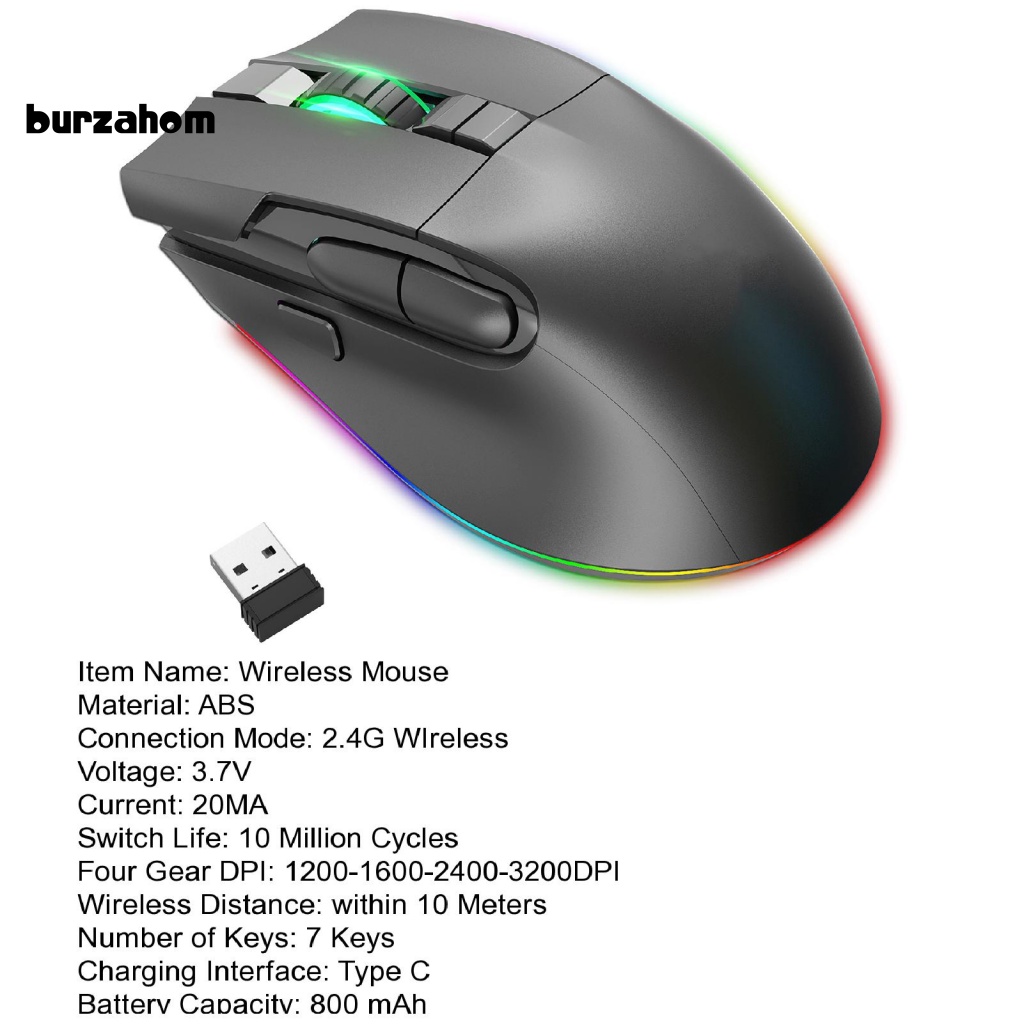 1 Bộ Chuột Không Dây Giao Diện USB Độ Nhạy Cao 11 Hiệu Ứng Ánh Sáng Cho Văn Phòng
