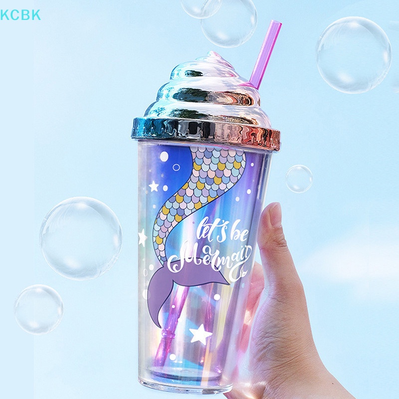 Bình Nước 420ml Cách Nhiệt Chống Tràn Họa Tiết Nàng Tiên Cá