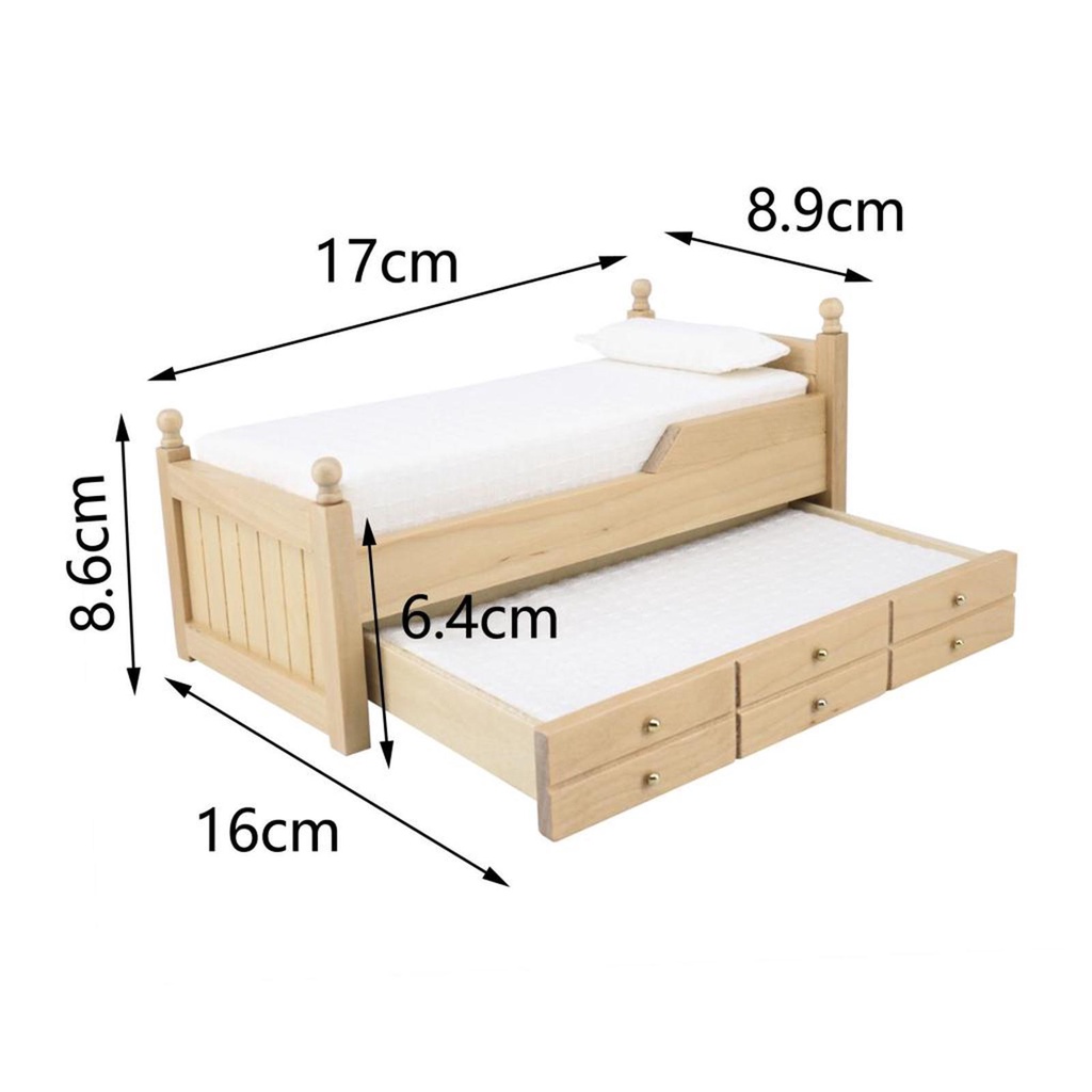 Giường Ngủ Mini Tỉ Lệ 1: 12 Trang Trí Nhà Búp Bê