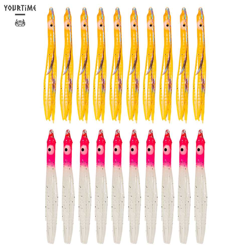 10 Mồi Mực Giả Mềm Phát Sáng Dùng Để Câu Cá