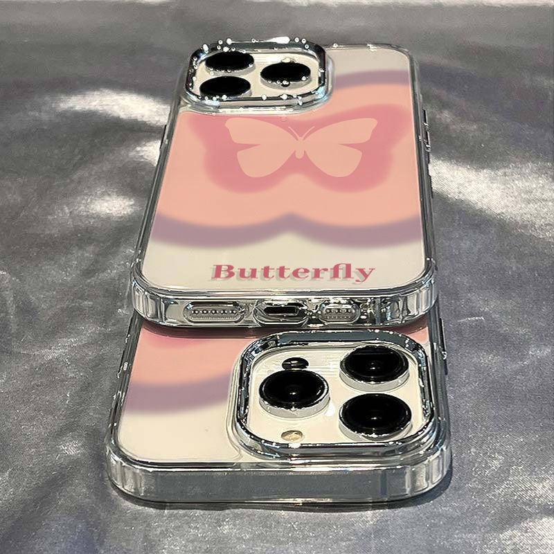 ✅Ốp Điện Thoại Mềm Chống Sốc In Hình Bướm Hồng Đơn Giản Cho Iphone 11 7 plus 8 Iphone1213 / max14pro