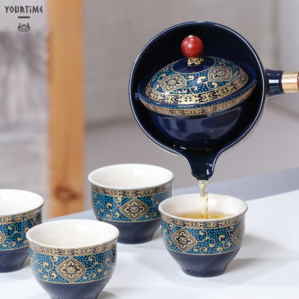 Bộ Ấm Trà Bằng Gốm Sứ Phong Cách Trung Hoa