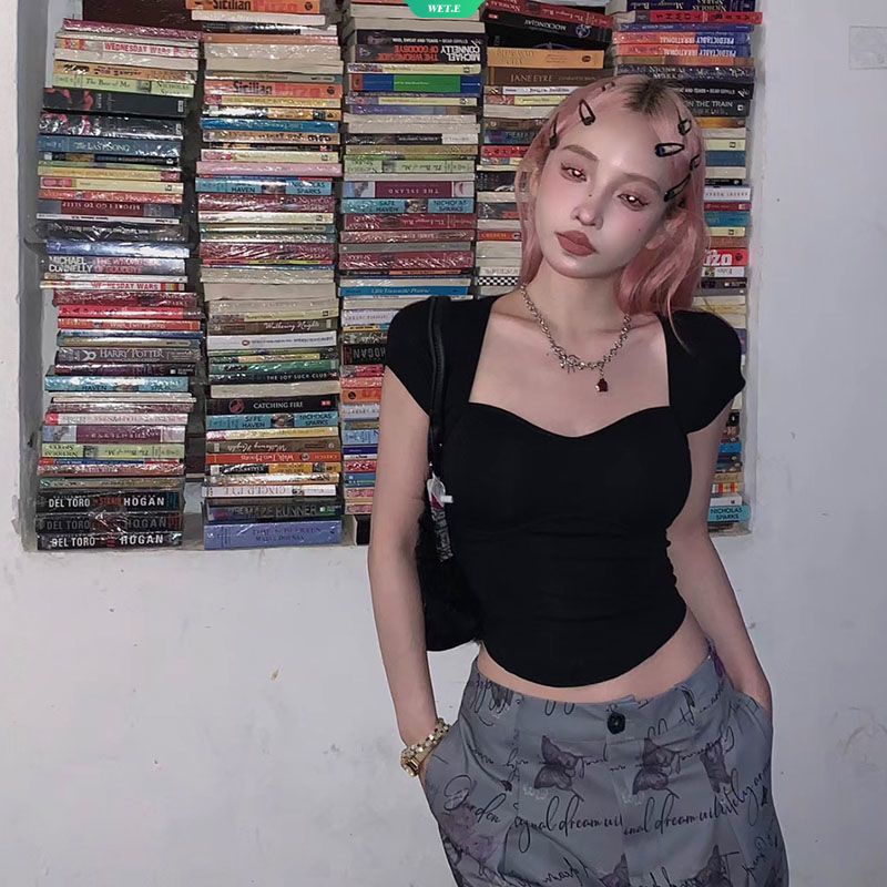Áo Thun Crop Top Tay Ngắn Hở Lưng Thời Trang Mùa Hè 2023 Dành Cho Nữ