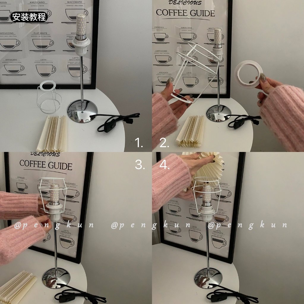 Đèn bàn xếp li Đèn đầu giường Đèn không khí Vintage Đèn ngủ nhỏ Phong cách châu Âu Sáng tạo Bắc Âu ins Gió Bàn Vải Không khí bàn Đèn phòng ngủ Cảm giác không khí trang trí Đèn ngủ nhỏ