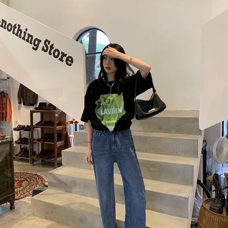 Áo Thun Tay Ngắn In Chữ Lettuce Make Money Thời Trang Đường Phố Cá Tính Cho Nam