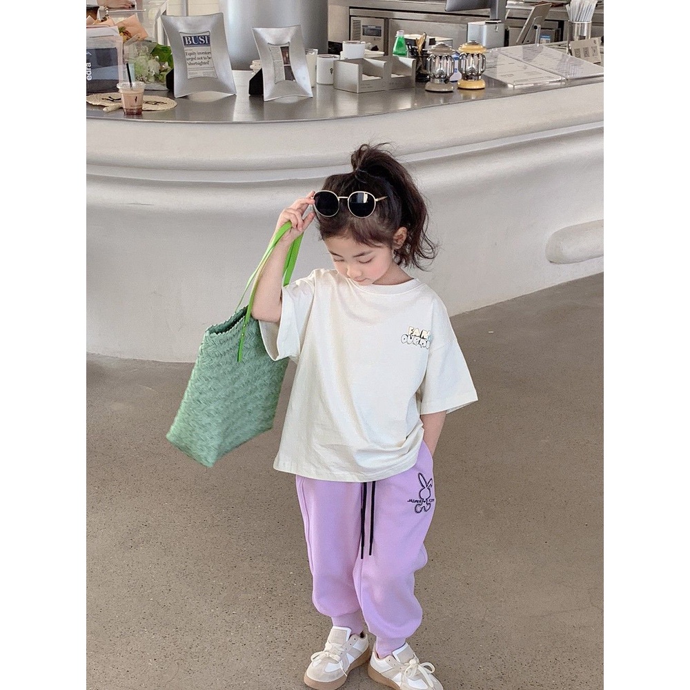 Áo Thun cotton Tay Ngắn Dáng Rộng In Họa Tiết Hoạt Hình Dễ Thương Cho Bé Gái