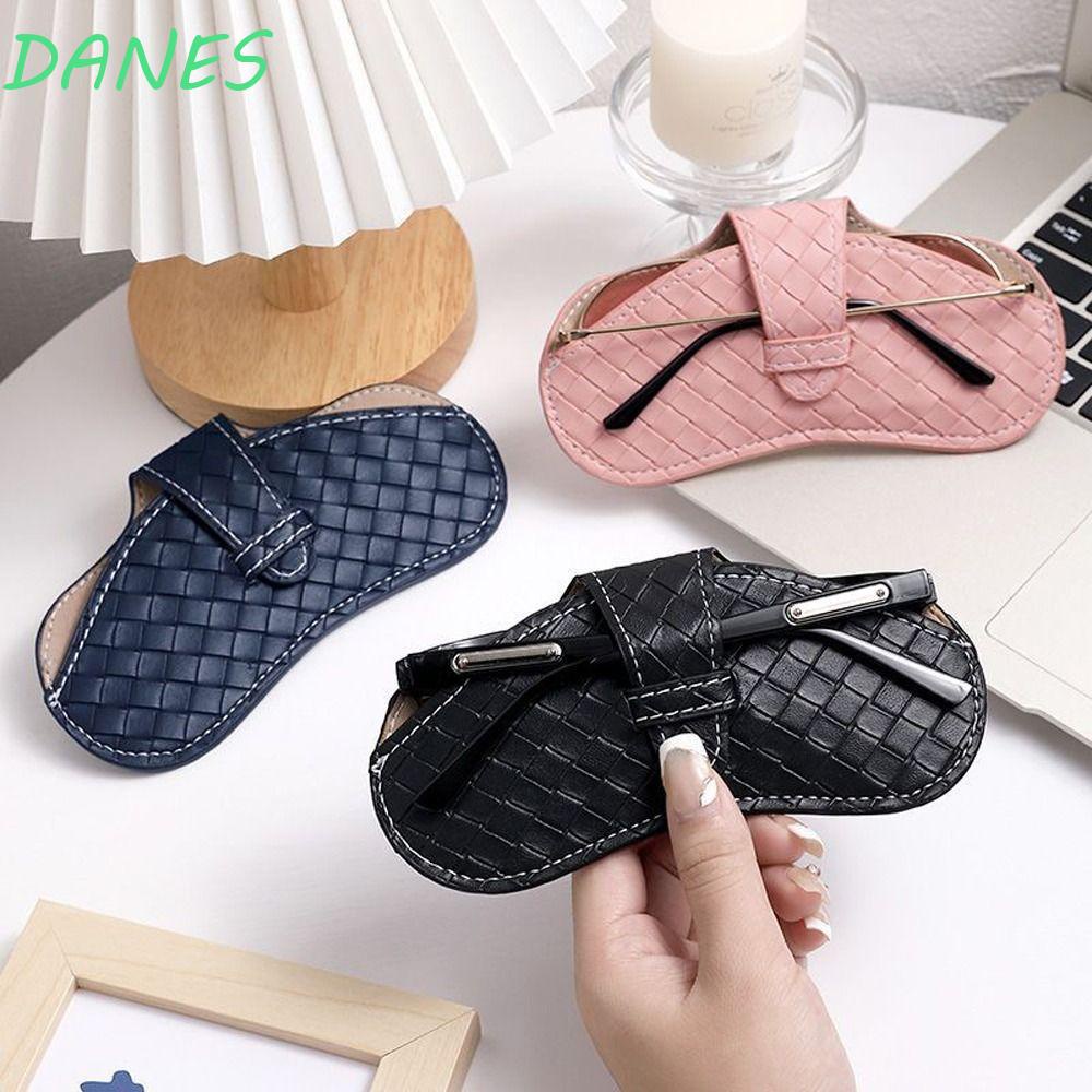 Giá Đỡ Mắt Kính Bằng Da PU Chống Nước Họa Tiết Dệt Lưới Kẻ Sọc Cho Nam &amp; Nữ