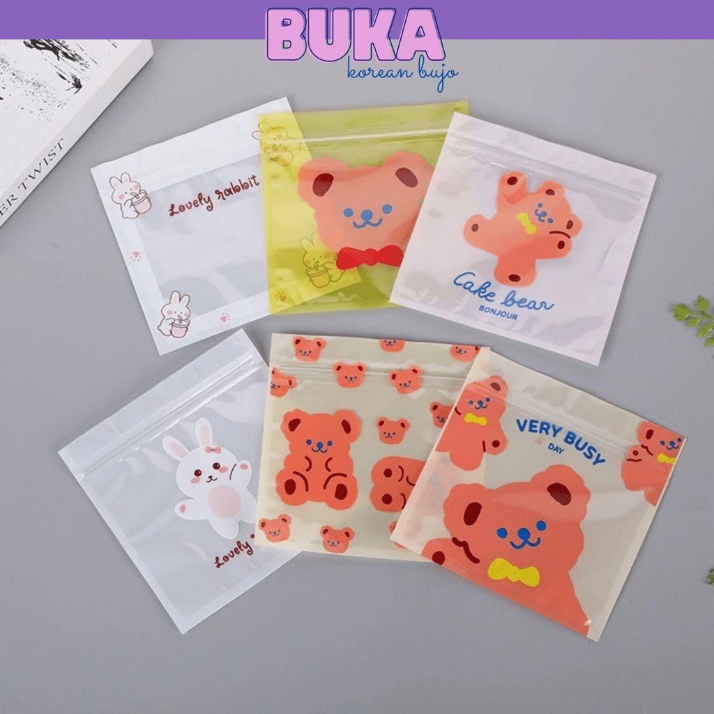 Túi zip mini bag Hàn Quốc, gói hàng, quà tặng đựng bánh kẹo nhiều hình dễ thương cute Buka kích thước 13,5x13,5cm