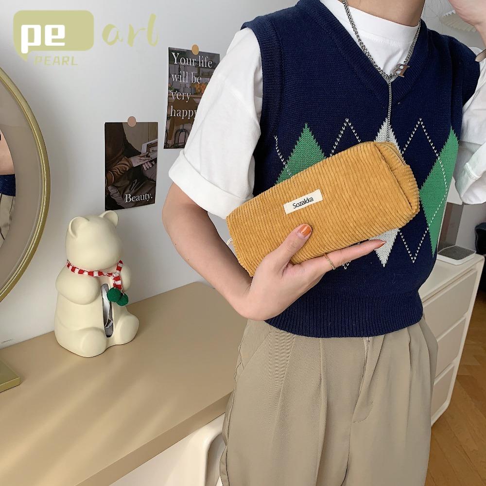 .Túi Đựng Đồ Trang Điểm Bằng Nhung Kẻ Thiết Kế Dễ Thương