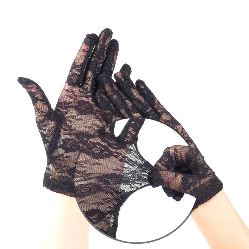 Găng Tay Ngắn Phối Ren Thanh Lịch Dành Cho Nữ