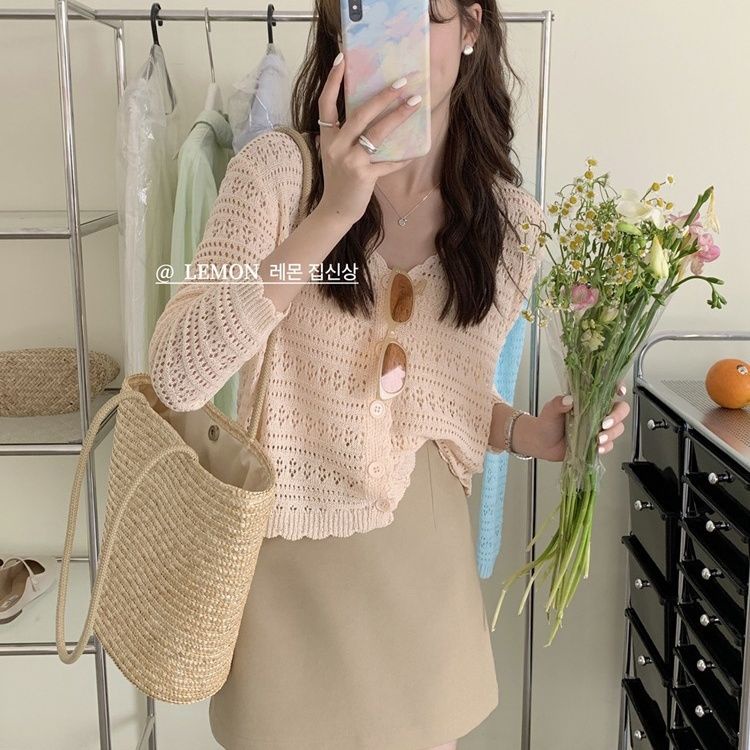 COZOK Áo Khoác Len cardigan Tay Dài Dáng Rộng Thời Trang Ngọt Ngào