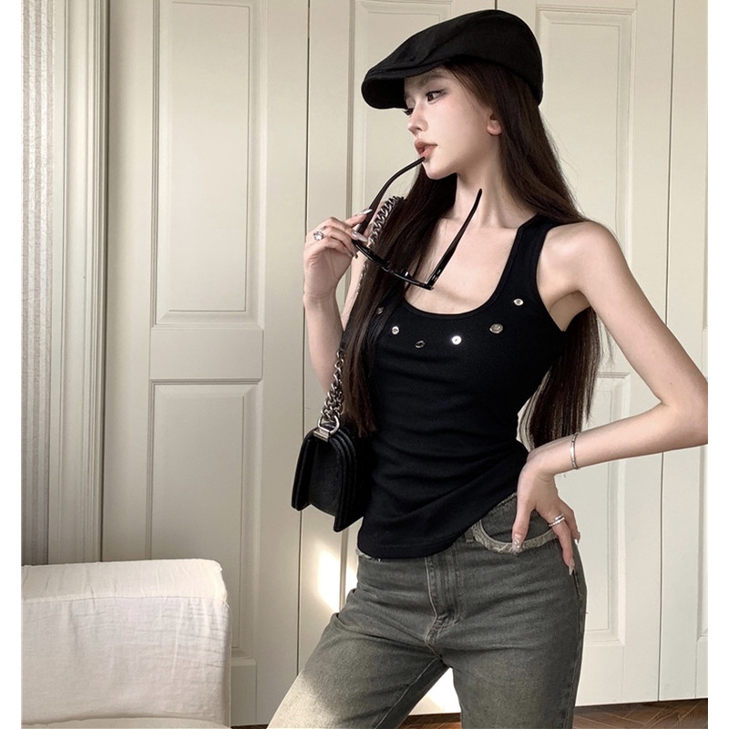 Áo Hai Dây Cổ Chữ U Màu Sắc Đơn Giản Quyến Rũ