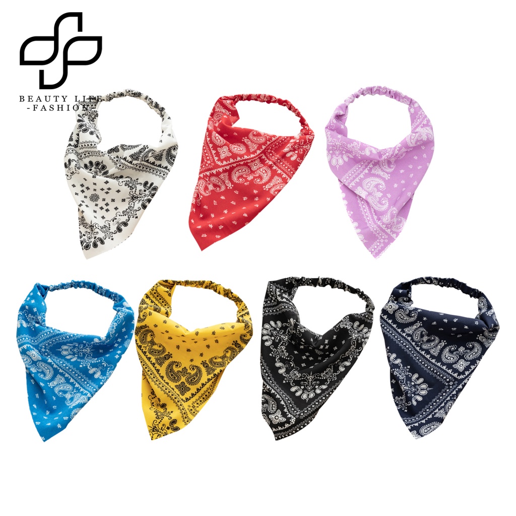 Băng Đô Cài Tóc Co Giãn In Họa Tiết Hai Mặt Phong Cách Cổ Điển Thời Trang Cho Nữ