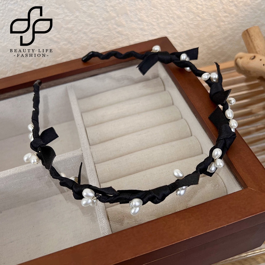 Băng Đô Cài Tóc Đính Ngọc Trai Nhân Tạo Chống Trượt Cho Nữ