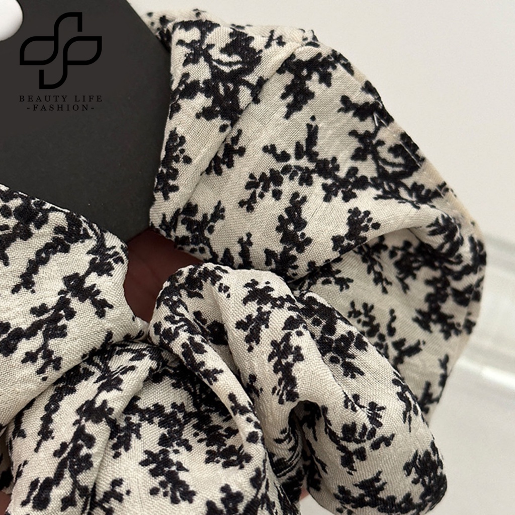 Dây Cột Tóc Co Giãn In Họa Tiết Hoa Màu Sắc Tương Phản Phong Cách Cổ Điển Thời Trang Cho Nữ